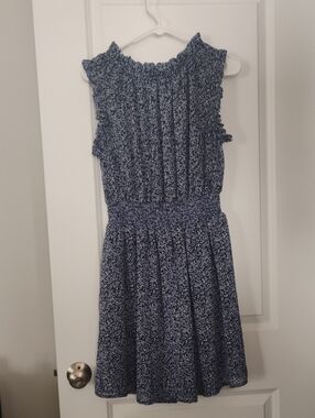 Studio West Navy and White Floral Smocked Waist Dress